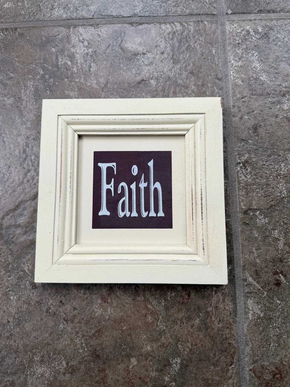 Set of 3 Vintage Inspirational Wall Art- Faith Love Hope - Cream Picture Frames